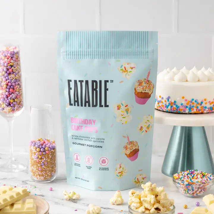EATABLE -  Birthday Cake Pops - White Chocolate Rainbow Popcorn-2