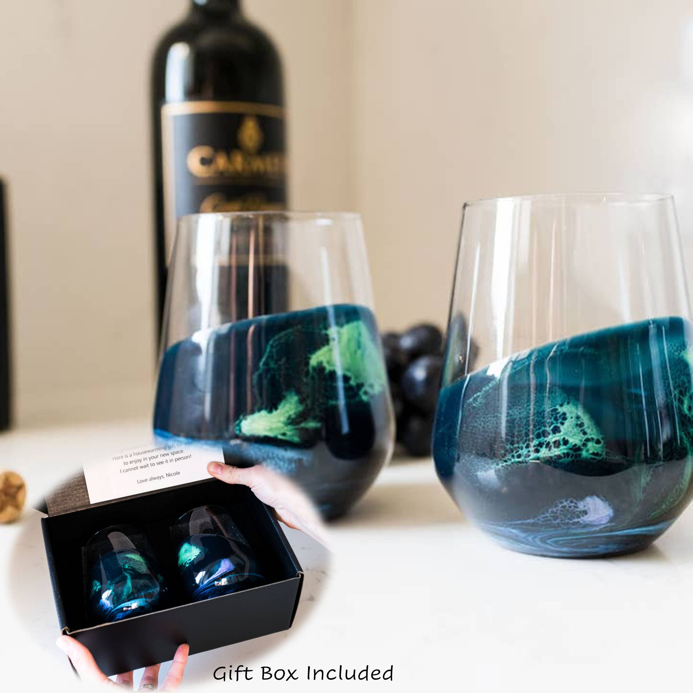 Lynn & Liana Designs - Verres à vin et de réception rehaussés de résine-11