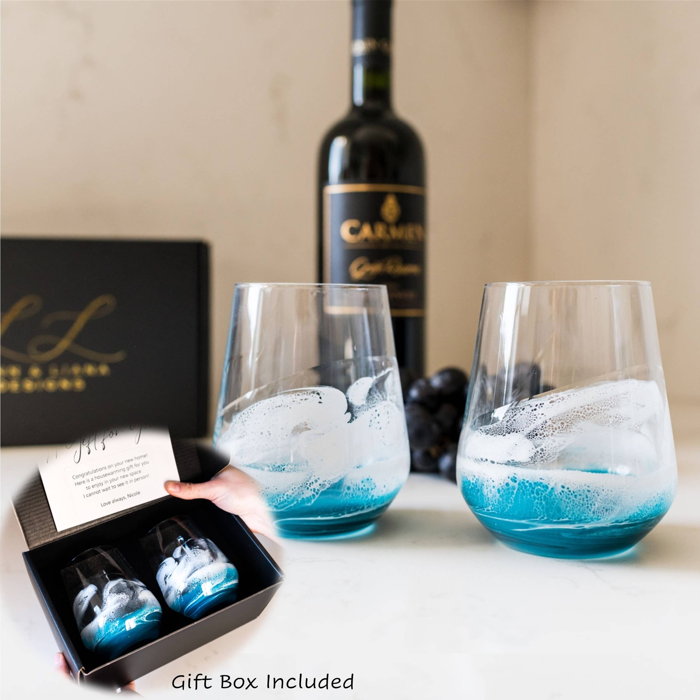 Lynn & Liana Designs - Verres à vin et de réception rehaussés de résine-6