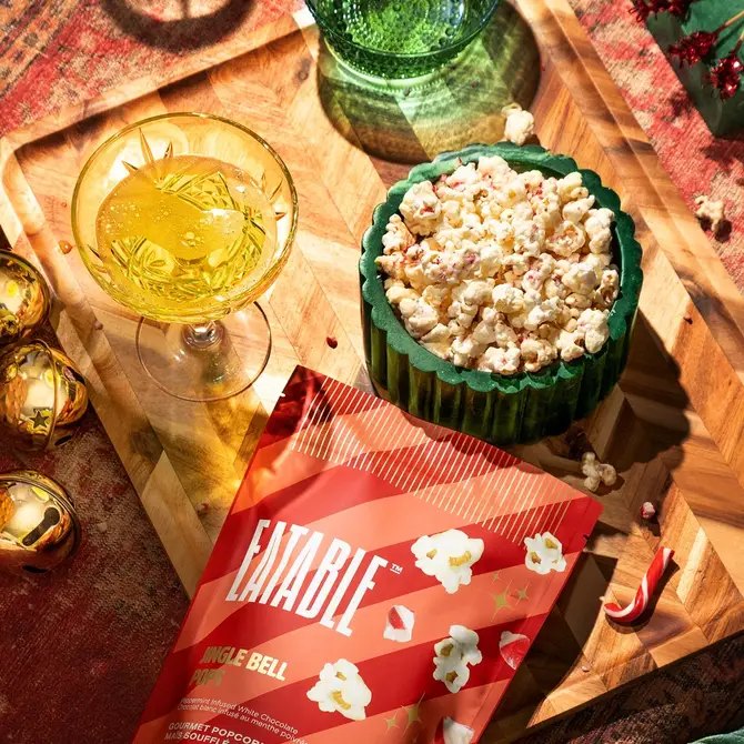EATABLE - Jingle Bell Pops - White Chocolate Christmas Popcorn-2