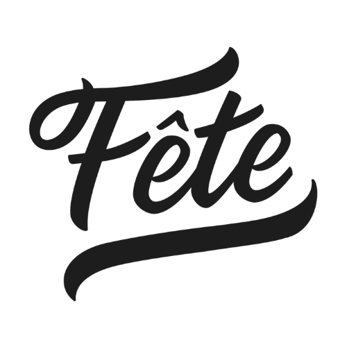 Black cursive script spelling 'Fete' on a plain white background.