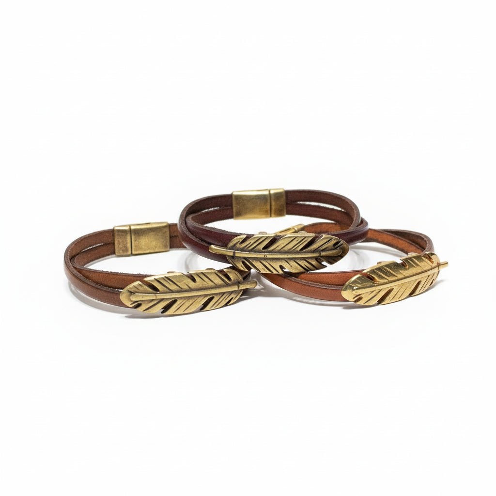 Orange and Prairie - Leather Bracelet-6