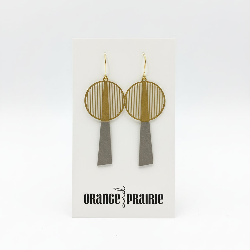 Orange and Prairie - Leather Dangle Earrings