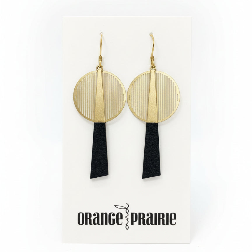Orange and Prairie - Leather Dangle Earrings