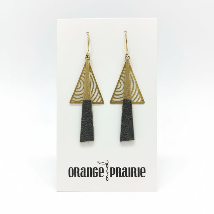 Boucles d'oreilles pendantes en cuir Orange et Prairie-3
