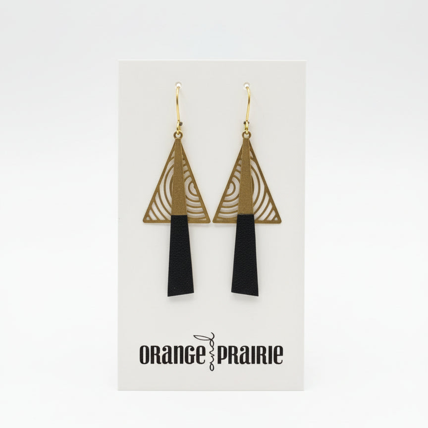 Boucles d'oreilles pendantes en cuir Orange et Prairie-4