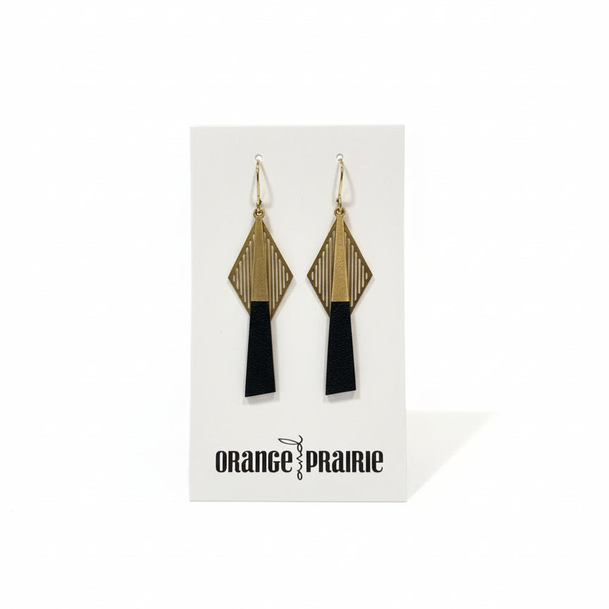 Boucles d'oreilles pendantes en cuir Orange et Prairie-5