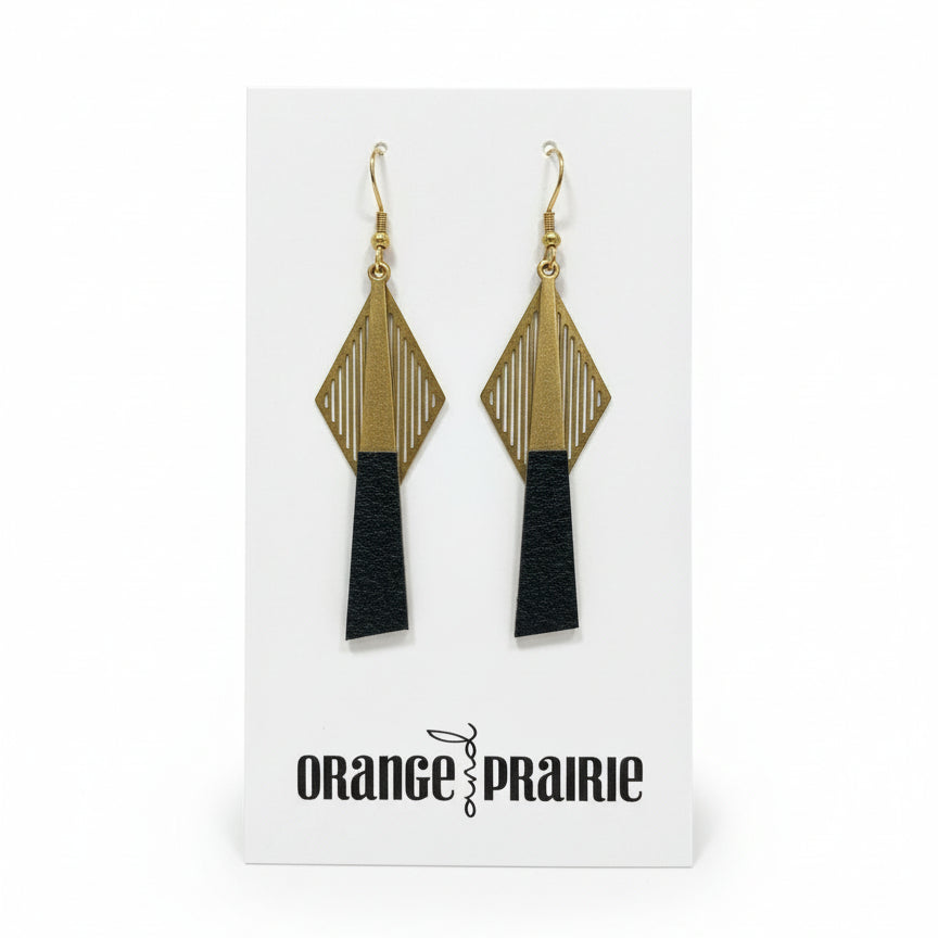 Boucles d'oreilles pendantes en cuir Orange et Prairie-6