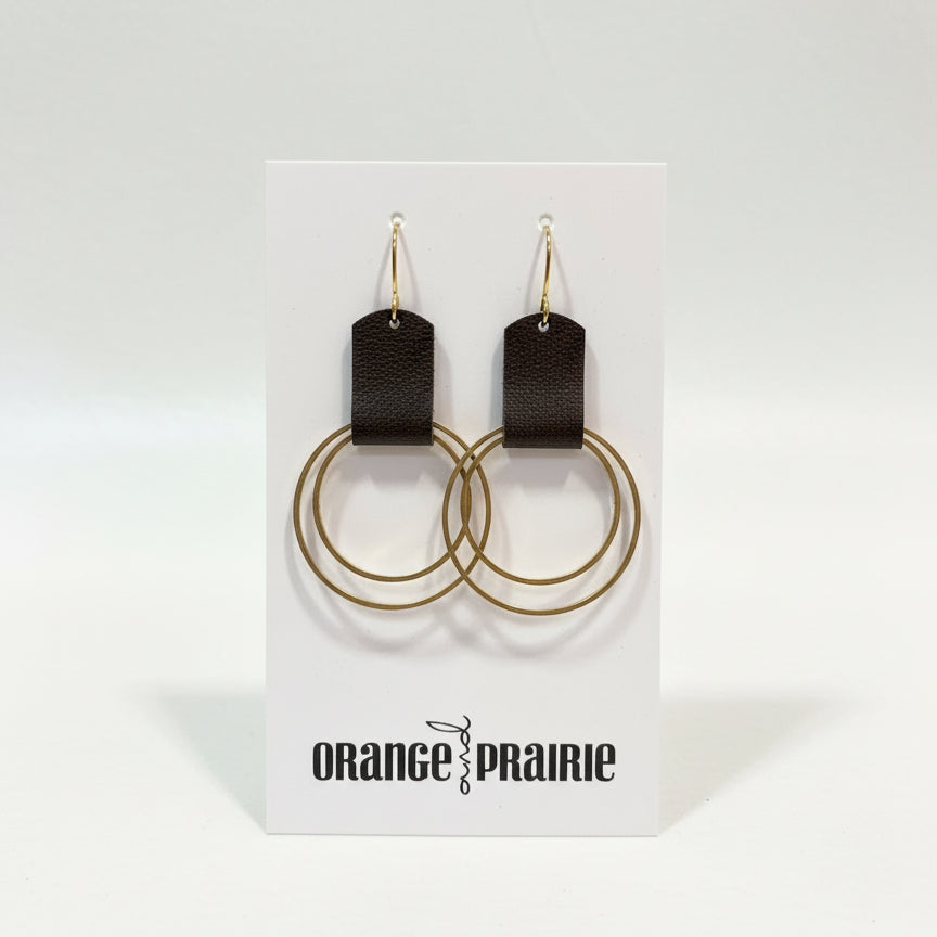 Boucles d'oreilles pendantes en cuir Orange et Prairie-10