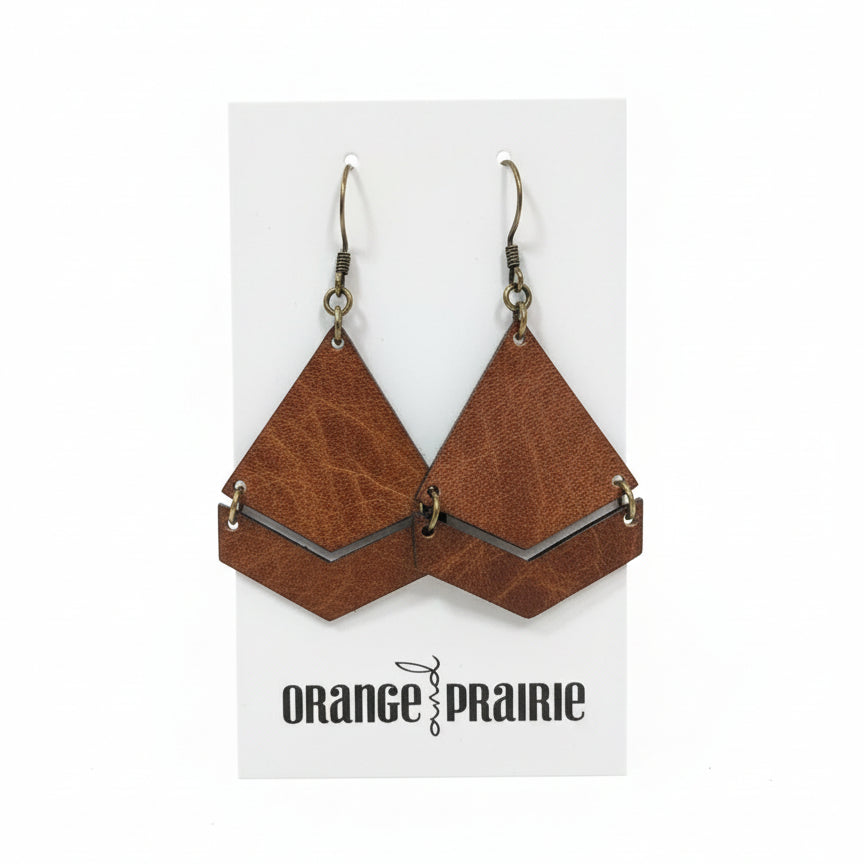 Boucles d'oreilles pendantes en cuir Orange et Prairie-12