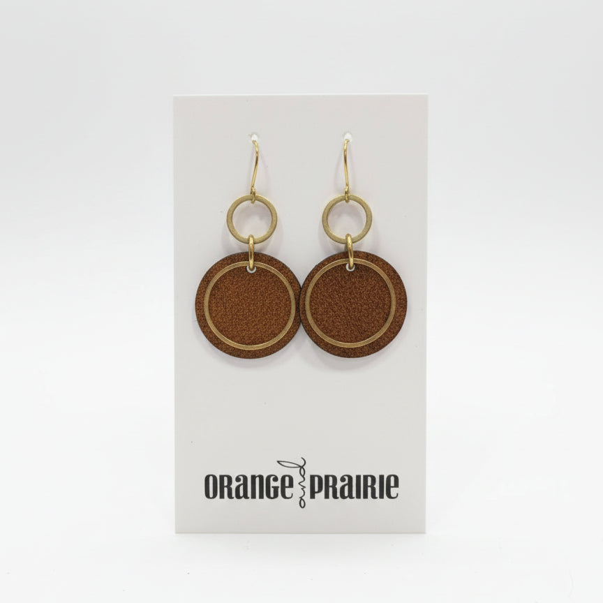 Boucles d'oreilles pendantes en cuir Orange et Prairie-8