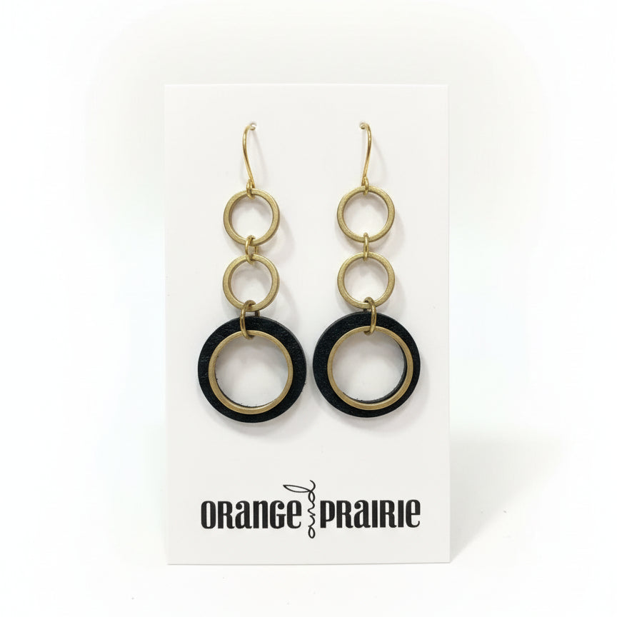Boucles d'oreilles pendantes en cuir Orange et Prairie-9