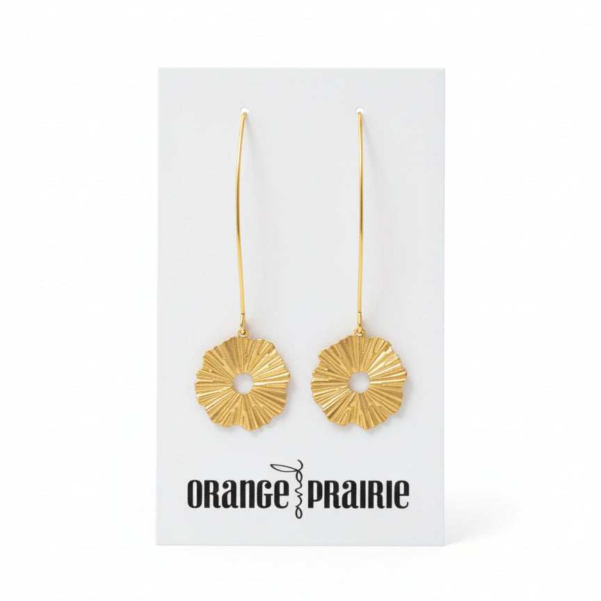 Orange et Prairie - Boucles d'oreilles pendantes en métal-3
