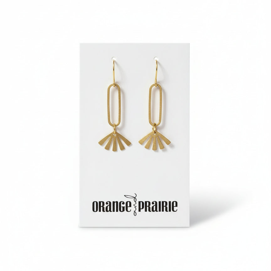 Orange and Prairie - Metal Dangle Earrings