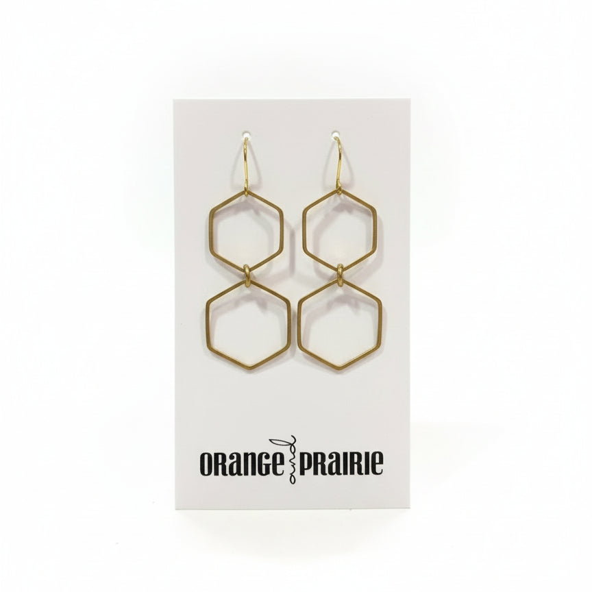 Orange et Prairie - Boucles d'oreilles pendantes en métal-4