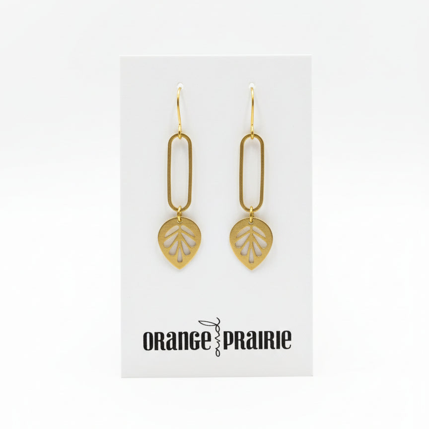 Orange and Prairie - Metal Dangle Earrings