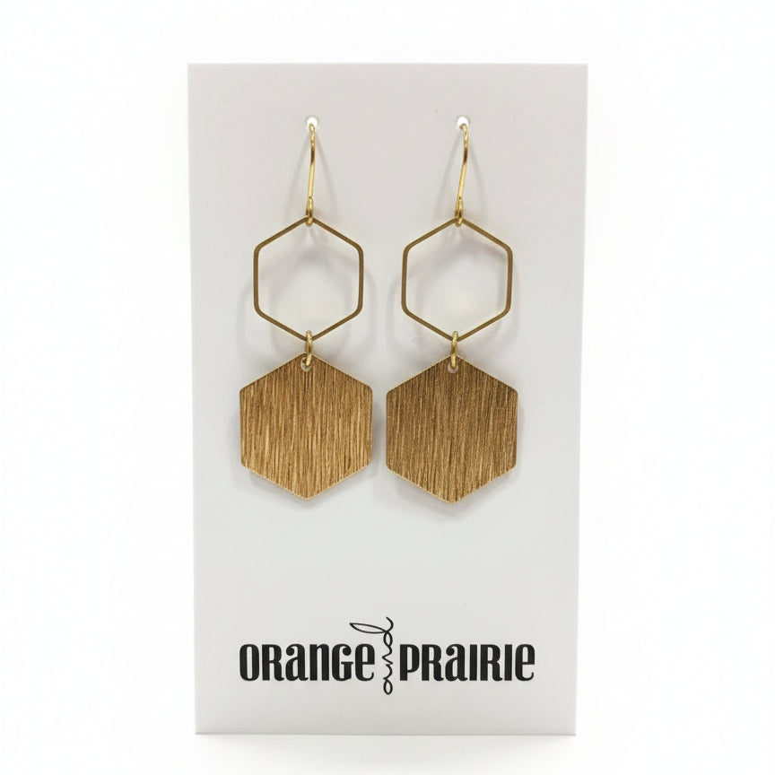Orange et Prairie - Boucles d'oreilles pendantes en métal-5