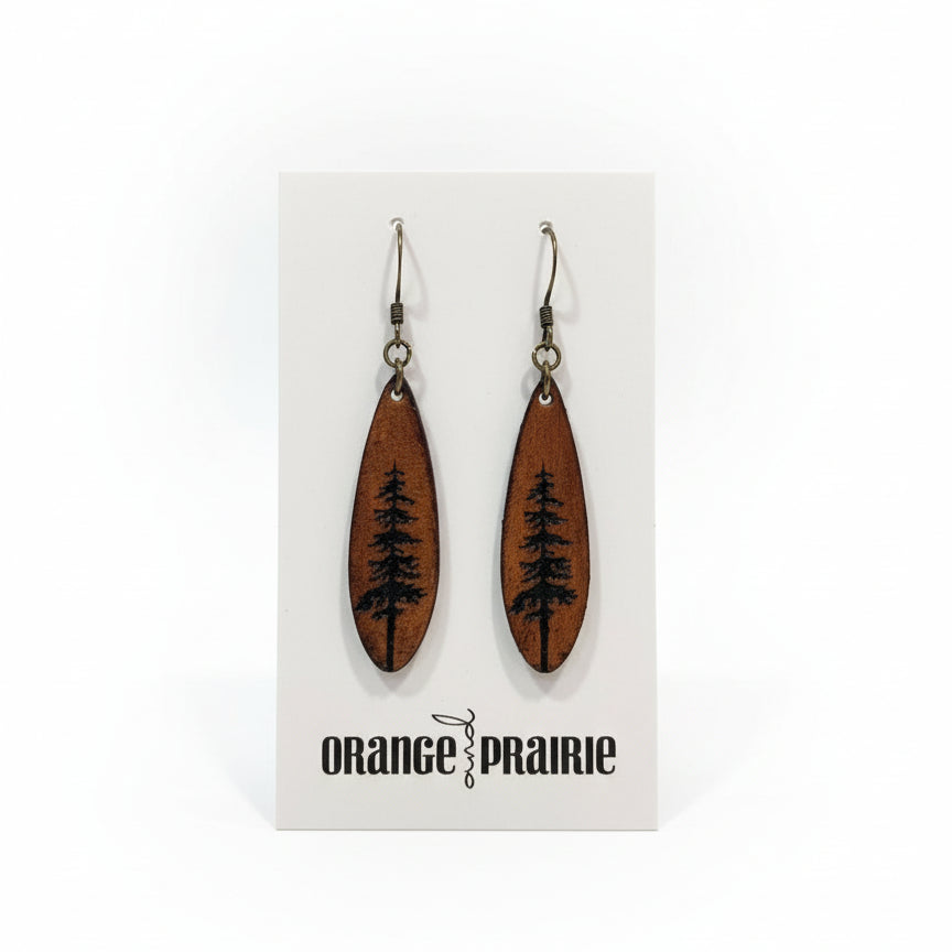 Boucles d'oreilles pendantes en cuir Orange et Prairie-13