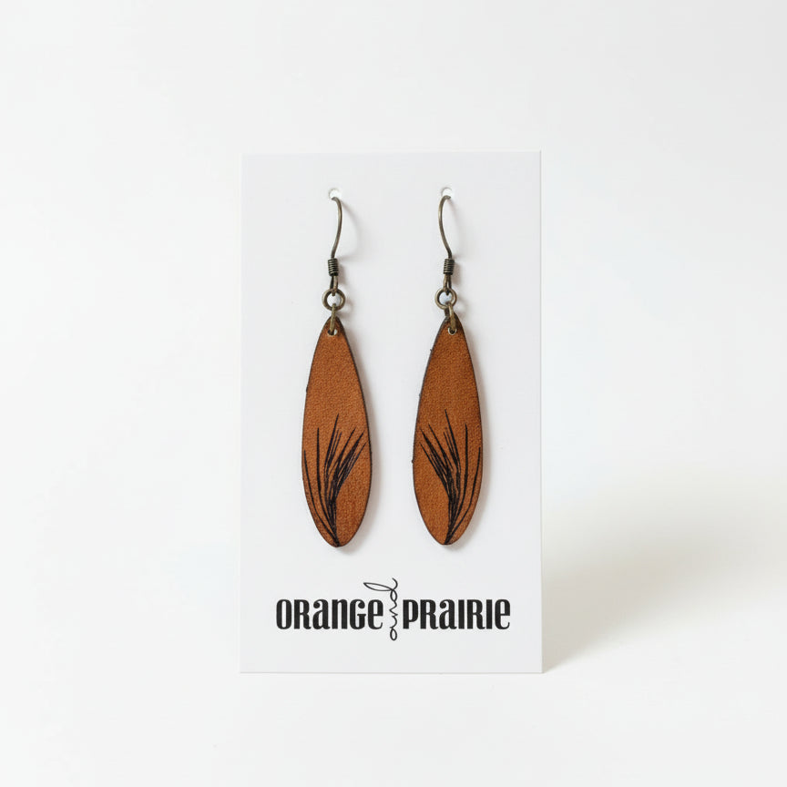 Boucles d'oreilles pendantes en cuir Orange et Prairie-14