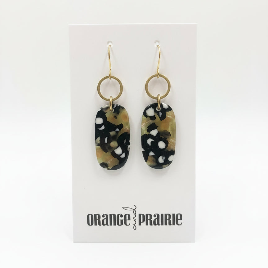 Orange et Prairie - Boucles d'oreilles en résine acrylique-4