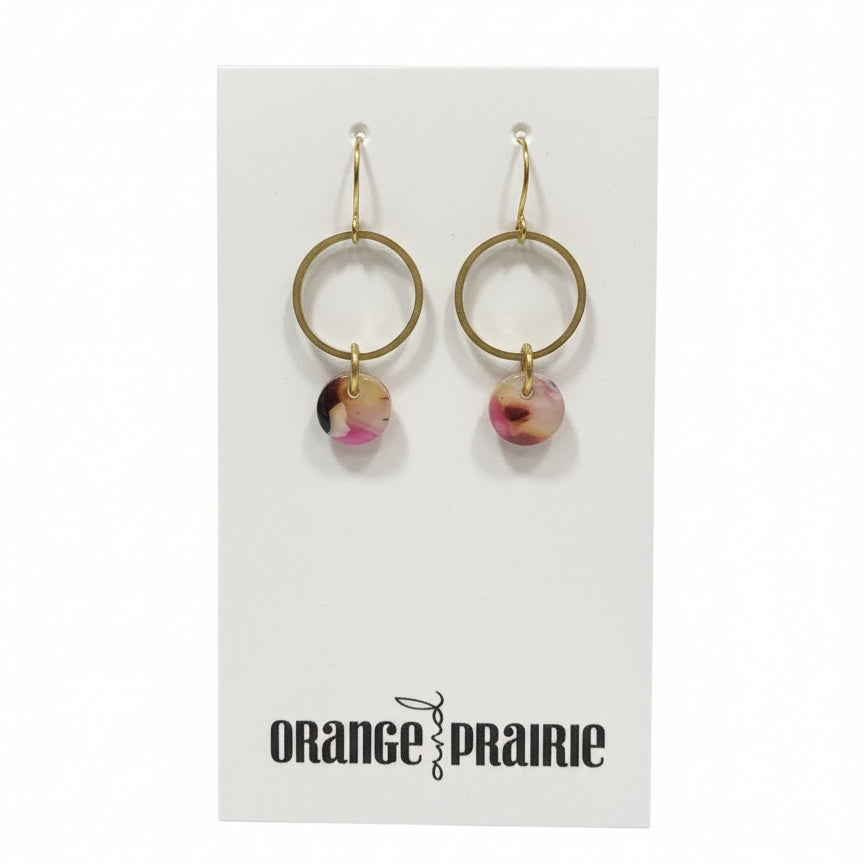 Orange et Prairie - Boucles d'oreilles en résine acrylique-7