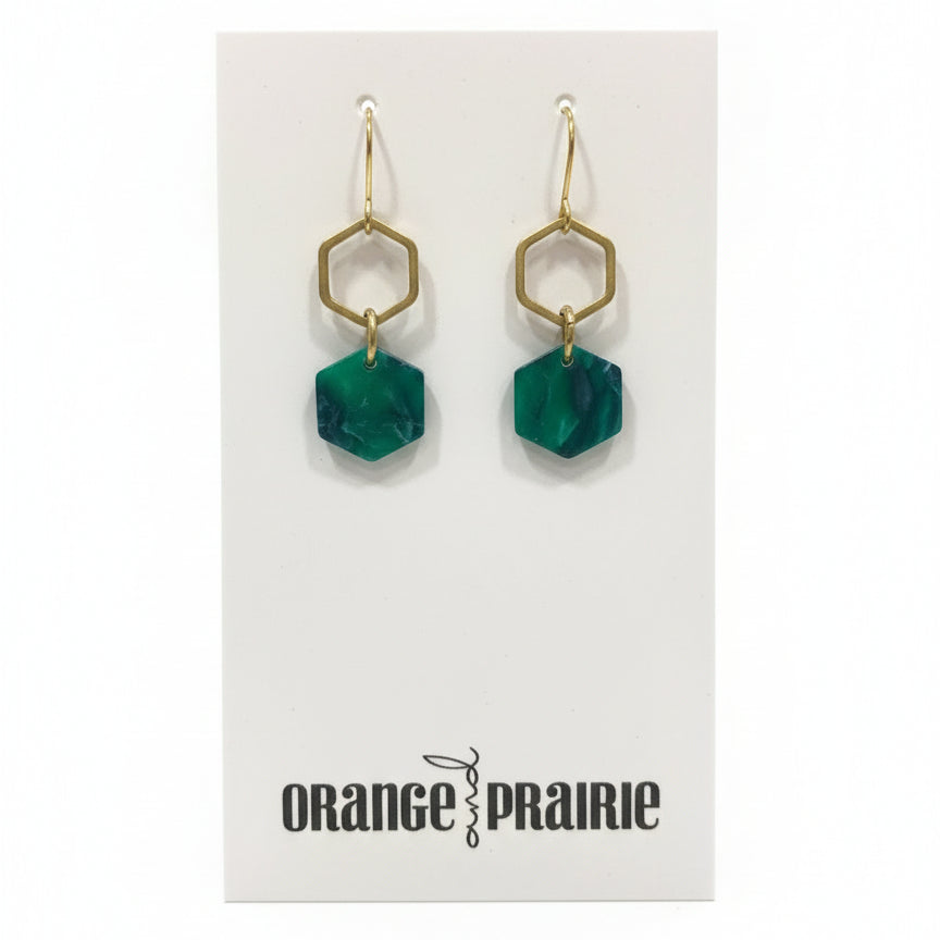 Orange et Prairie - Boucles d'oreilles en résine acrylique-8