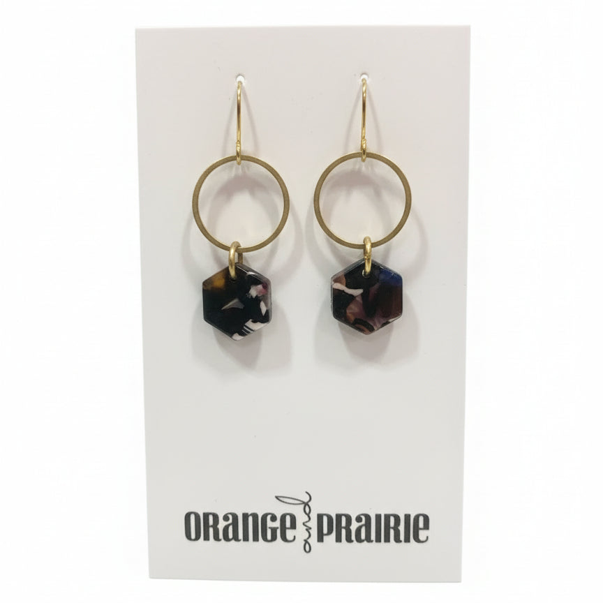 Orange et Prairie - Boucles d'oreilles en résine acrylique-11