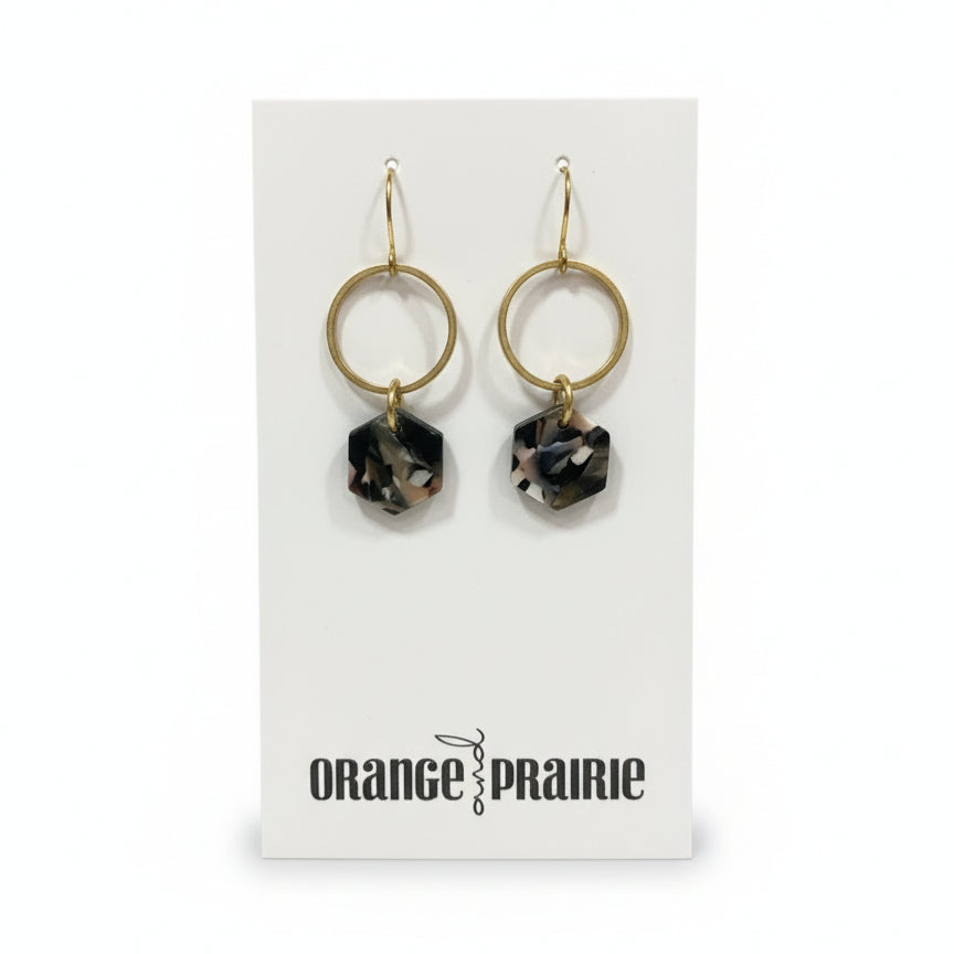 Orange et Prairie - Boucles d'oreilles en résine acrylique-12