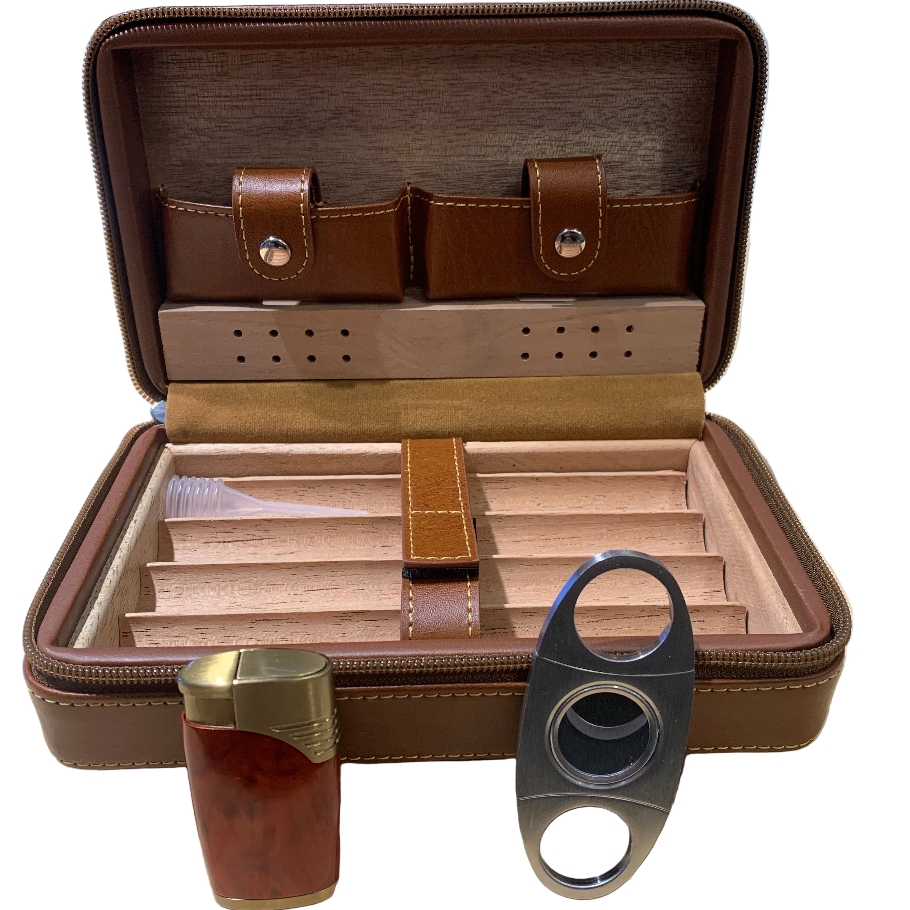 J.A.B Leatherworks - Leather Cigar Humidor Set