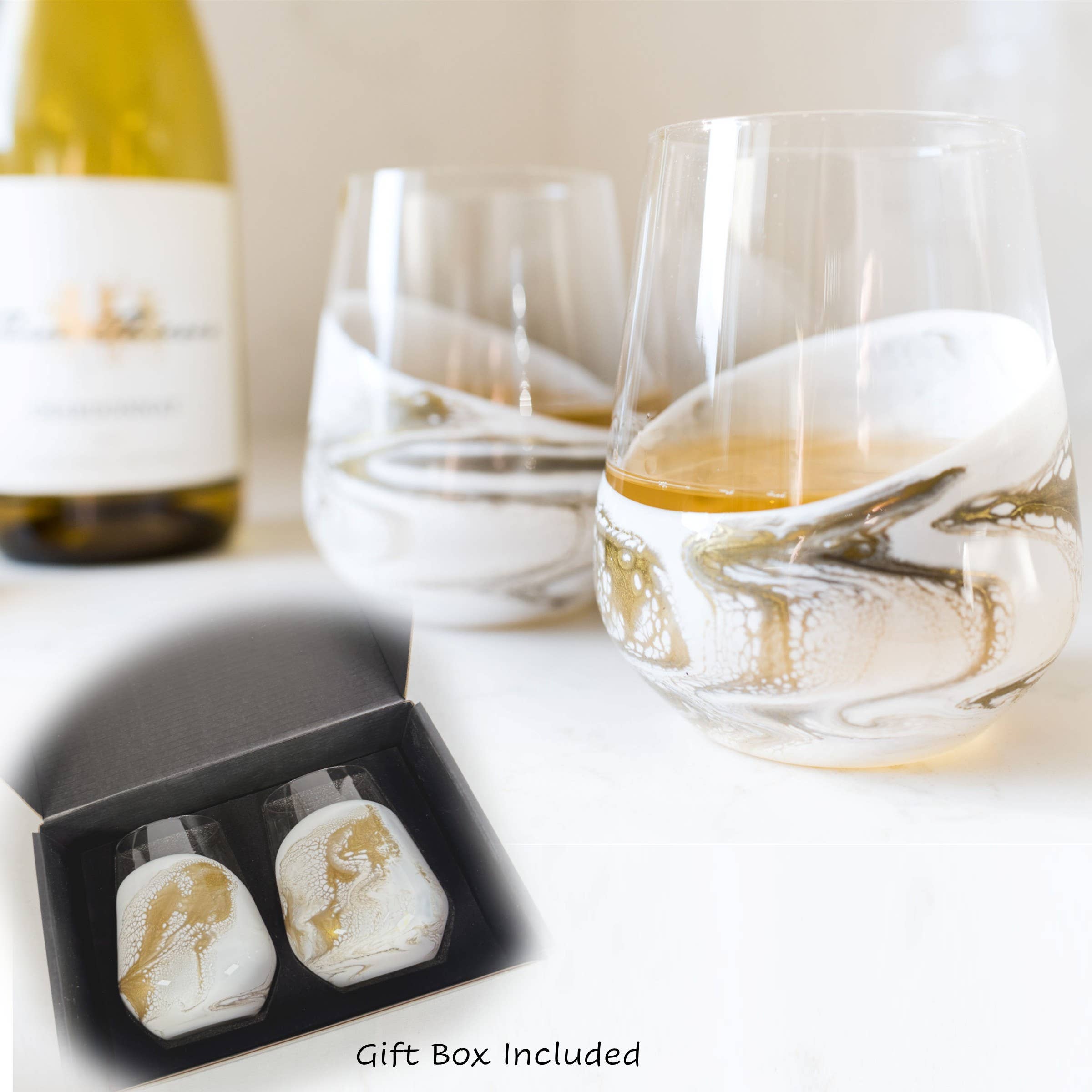 Lynn & Liana Designs - Verres à vin et de réception rehaussés de résine-4