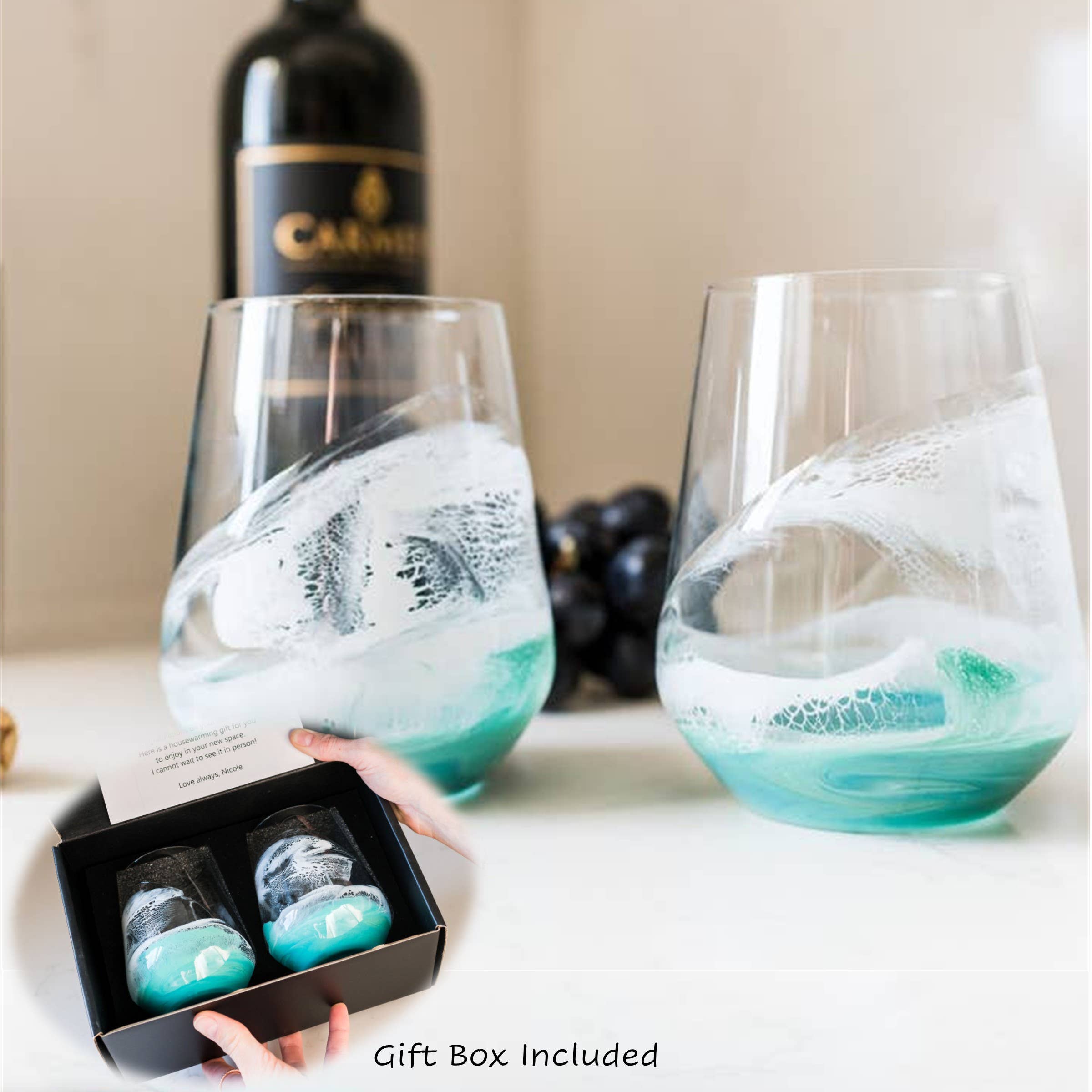 Lynn & Liana Designs - Verres à vin et de réception rehaussés de résine-8