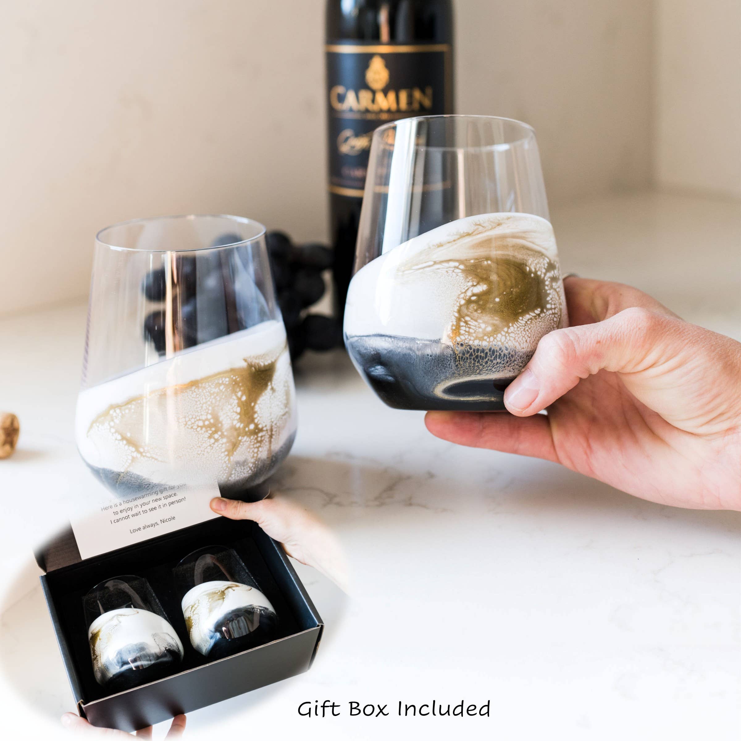 Lynn & Liana Designs - Verres à vin et de réception rehaussés de résine-9