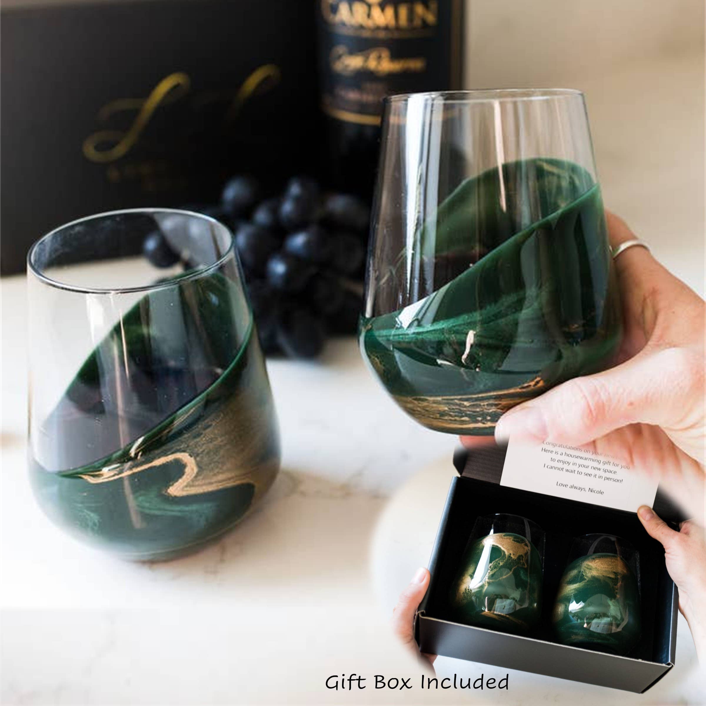 Lynn & Liana Designs - Verres à vin et de réception rehaussés de résine-3