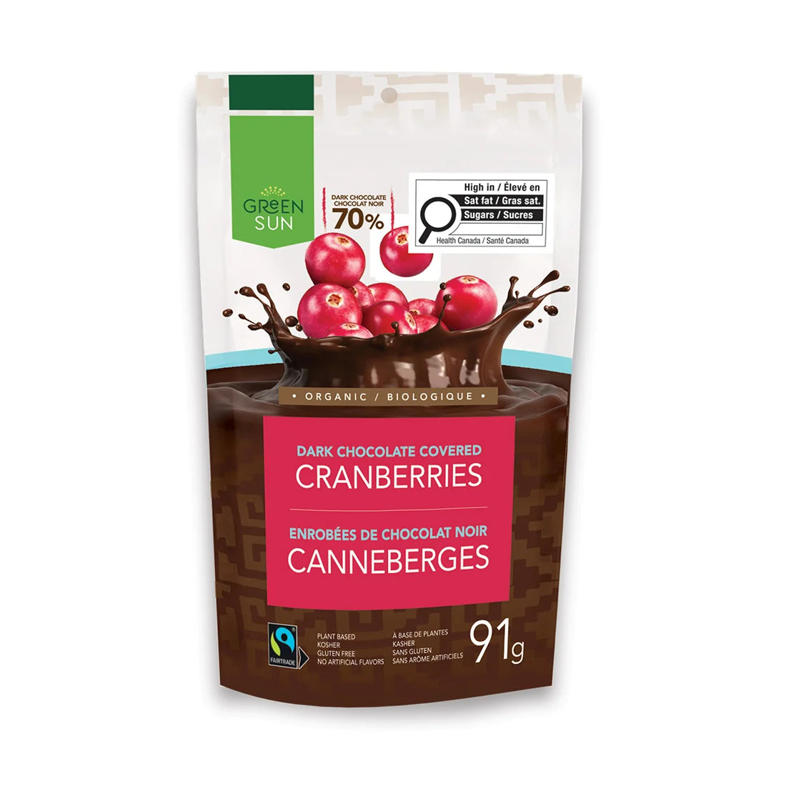 Green Sun - Organic Dark Chocolate Covered Cranberries